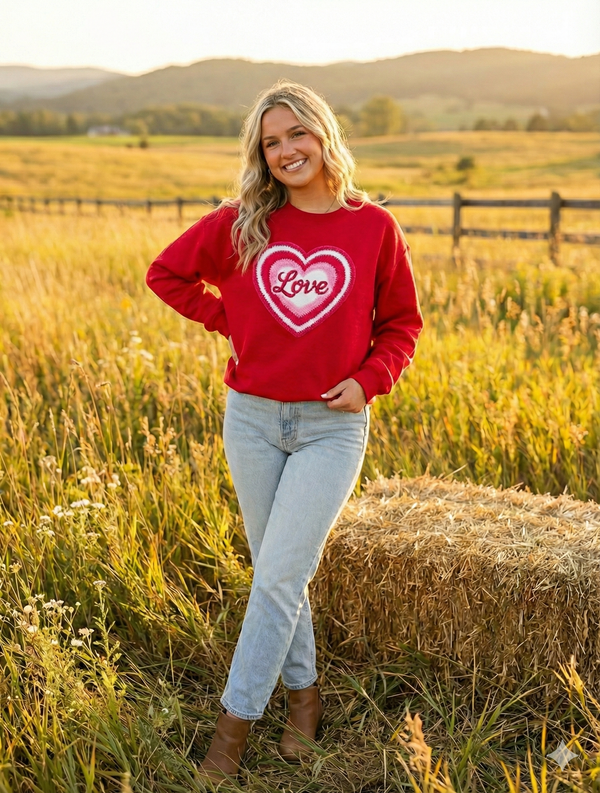 Latchwork Love Graphic CrewNeck Sweatshirt